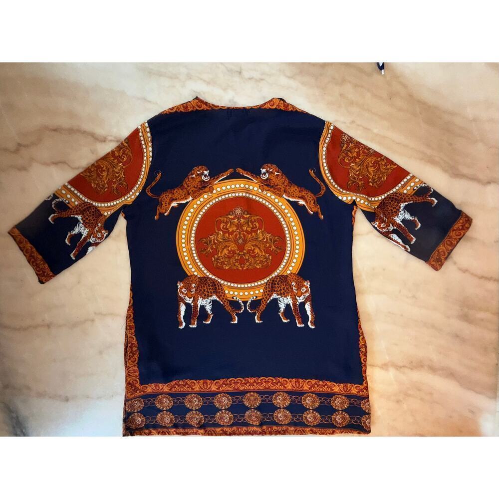 VINTAGE Beulah Style Leopard Shirt dress with pockets size L - Picture 13 of 13